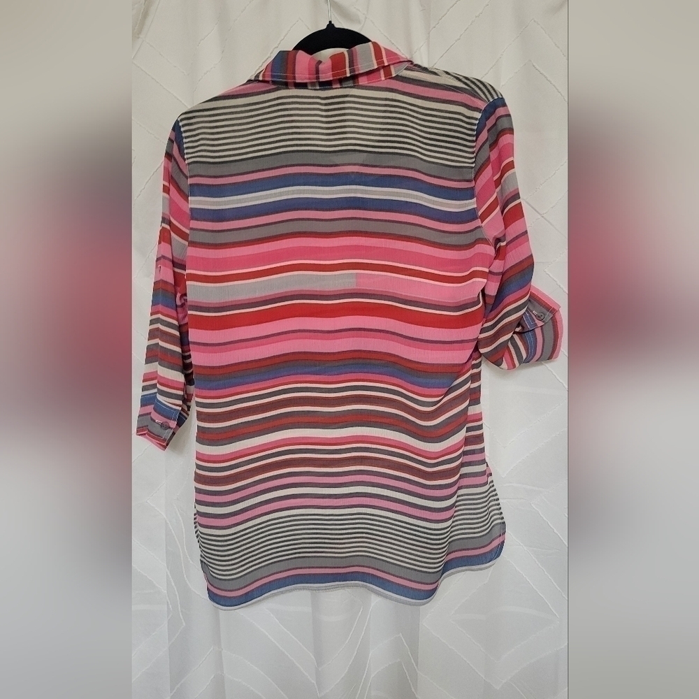 Multiples Roll Tab Sleeve 4-Button Front P/O Shirt - image 2